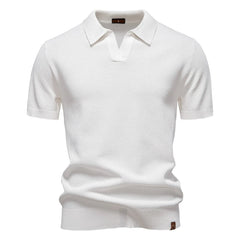 White textured polo shirt on a white background - Fashlot