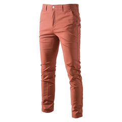 Men’s Straight Slim Chino Pants – Breathable Cotton Blend, Casual & Work - Fashlot