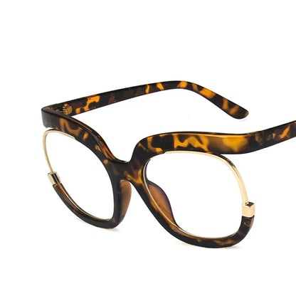 Clear Blue Ray Blocking Women's Large Round Frame Eyeglasses - Fashlot