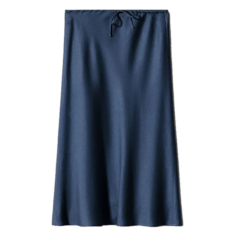 Navy blue satin slip dress on a white background - Fashlot