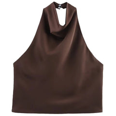Brown halter top on a white background - Fashlot