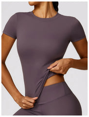 Women's Seamless Sport T-Shirt – Short Sleeve Yoga & Gym Activewear Top - Fashlot