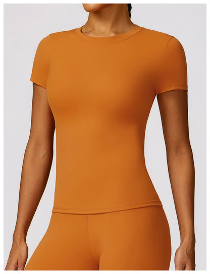 Women's Seamless Sport T-Shirt – Short Sleeve Yoga & Gym Activewear Top - Fashlot