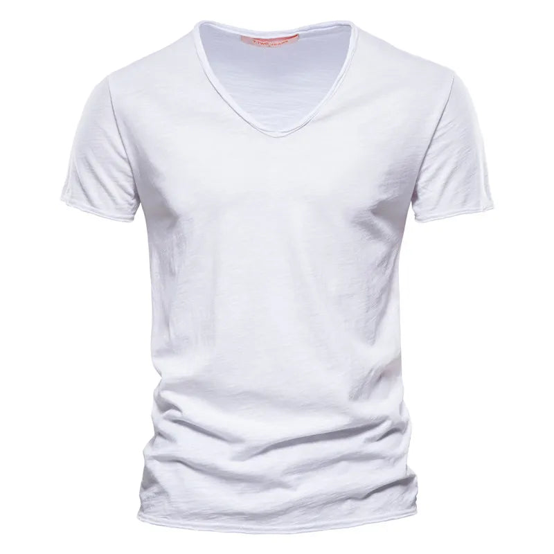 Men's Slub Cotton V-Neck Tee - Fashlot