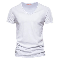 Men's Slub Cotton V-Neck Tee - Fashlot