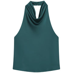 Deep Teal halter top on a white background - Fashlot