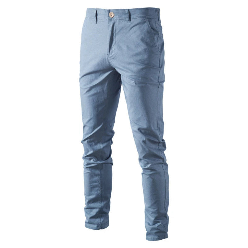 Men’s Straight Slim Chino Pants – Breathable Cotton Blend, Casual & Work - Fashlot