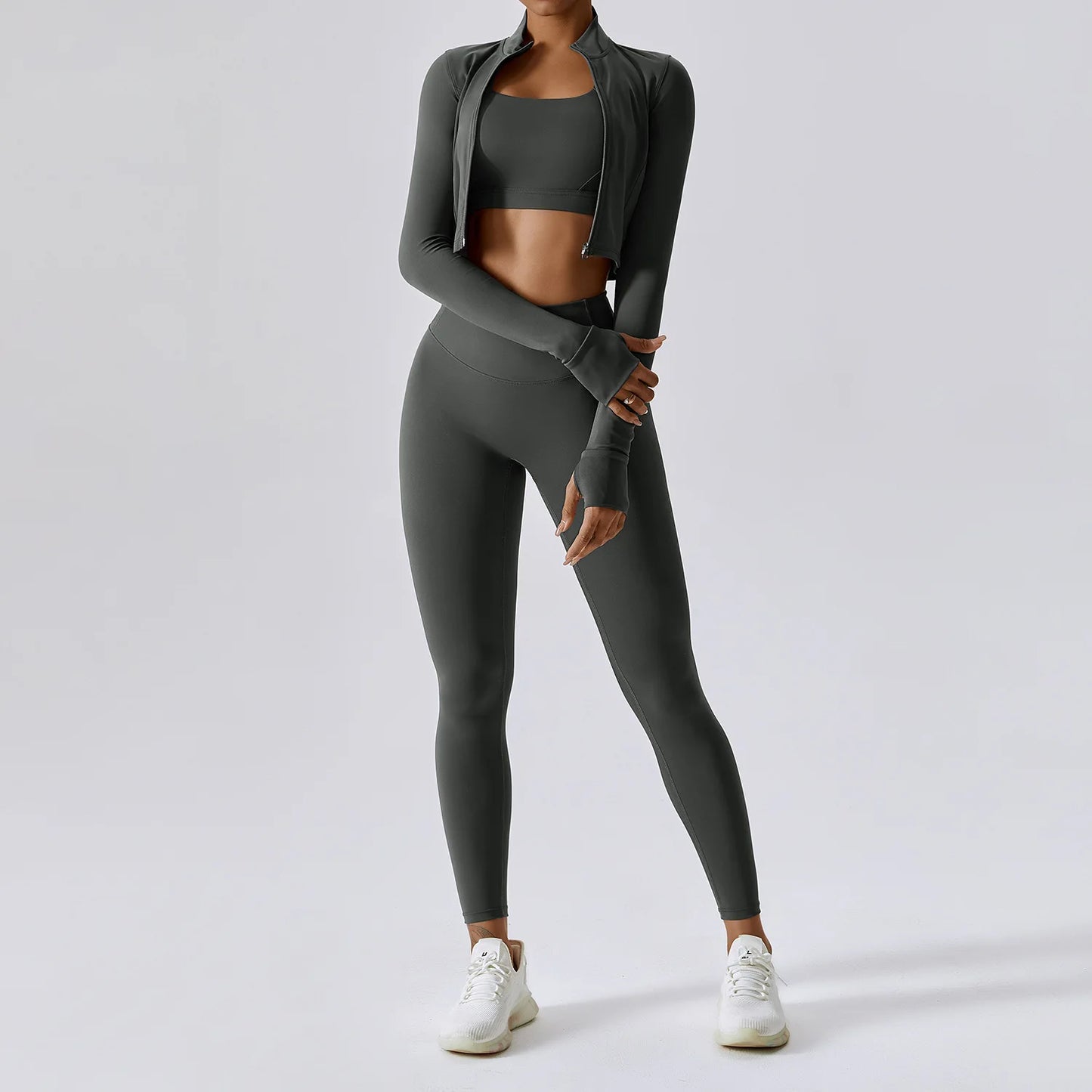 Women’s Ash 3 Piece Tracksuit Pants Set – Quick Dry, High Waist, Breathable Activewear - Fashlot
