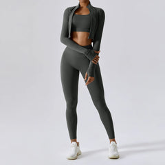 Women’s Ash 3 Piece Tracksuit Pants Set – Quick Dry, High Waist, Breathable Activewear - Fashlot