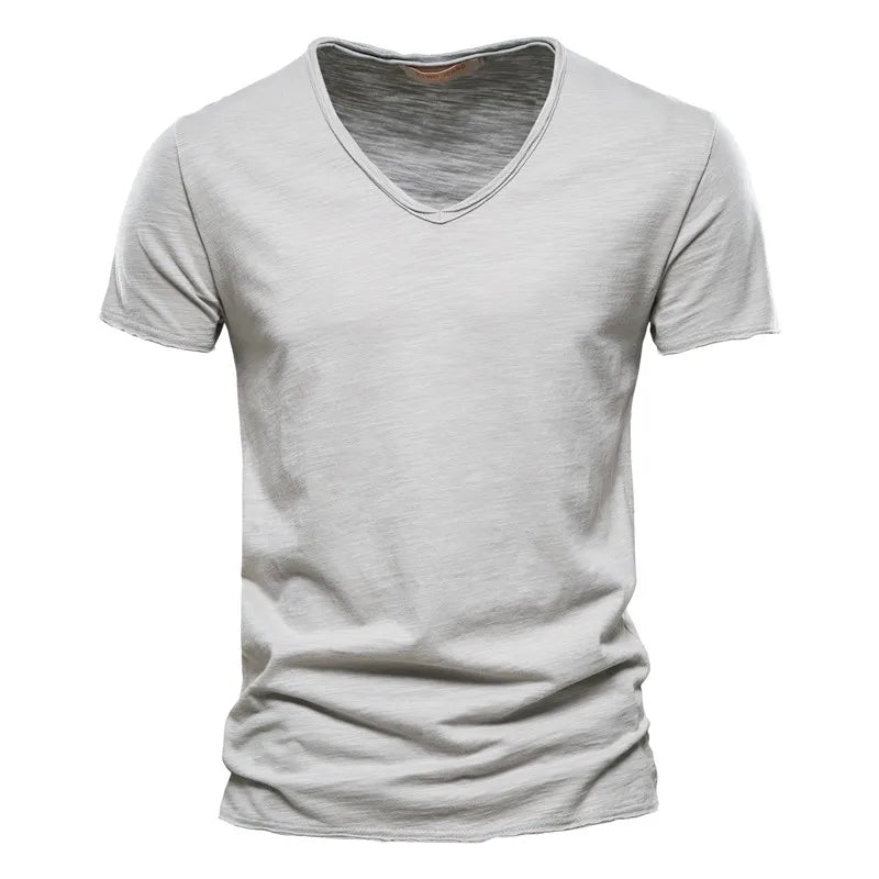 Men's Slub Cotton V-Neck Tee - Fashlot