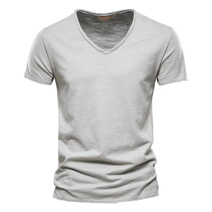 Men's Slub Cotton V-Neck Tee - Fashlot