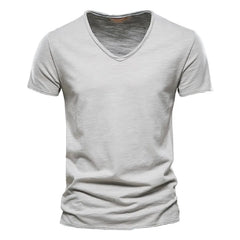 Men's Slub Cotton V-Neck Tee - Fashlot