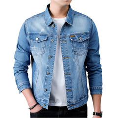 Men’s Slim Fit Denim Jacket – Retro, Cotton, Classic Style -Fashlot