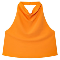 Orange halter top on a white background - Fashlot