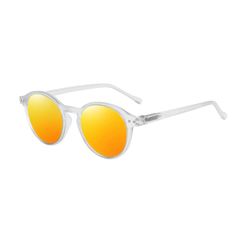 Clear Sunglasses with orange lenses and clear frame on a white background - Fashlot