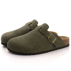 Unisex Suede Clogs & Mules – Cork Insole Sandals with Arch Support for Home & Beach - Fashlot