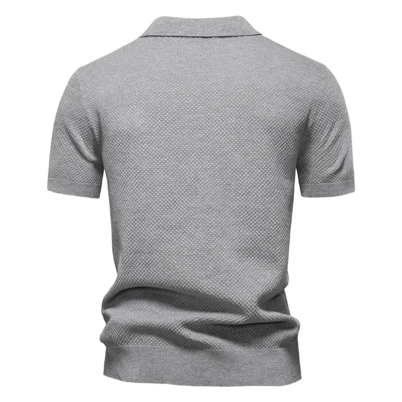 Back view of Gray patterned polo shirt on a white background - Fashlot