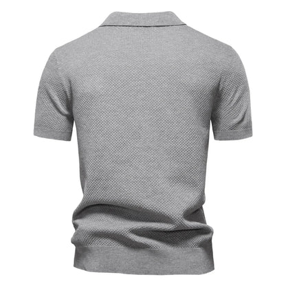 Back view of Gray patterned polo shirt on a white background - Fashlot