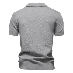 Back shot Gray patterned polo shirt on a white background - Fashlot