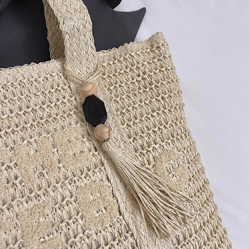 Woven Straw Crochet Tote Bag - Fashlot