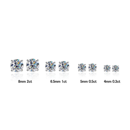 S925 Sterling Silver Moissanite Stud Earrings 0.2-2ct - Fashlot
