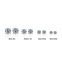 S925 Sterling Silver Moissanite Stud Earrings 0.2-2ct - Fashlot