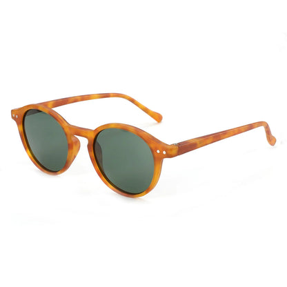 Honey Tortoise Sunglasses with tortoiseshell frame and green lenses on a white background - Fashlot