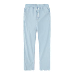 Light Blue Men's Linen Drawstring Pants - Fashlot