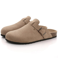 Unisex Suede Clogs & Mules – Cork Insole Sandals with Arch Support for Home & Beach - Fashlot