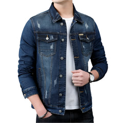 Men’s Slim Fit Denim Jacket – Retro, Cotton, Classic Style -Fashlot