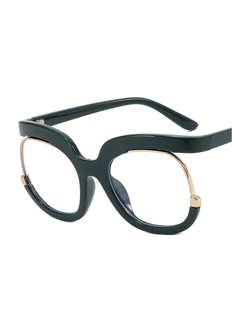 Clear Blue Ray Blocking Women's Large Round Frame Eyeglasses - Fashlot