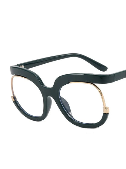 Clear Blue Ray Blocking Women's Large Round Frame Eyeglasses - Fashlot