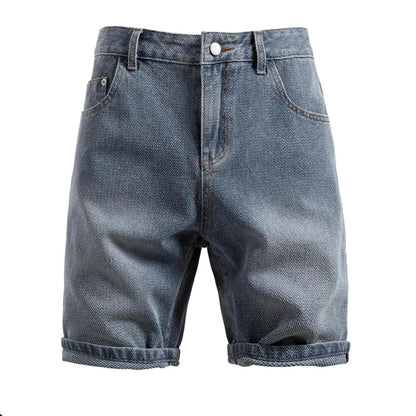 Blue denim shorts on a white background - Fashlot