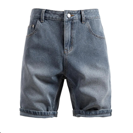 Blue denim shorts on a white background - Fashlot