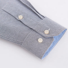 Men’s Oxford Long Sleeve Shirt – Casual Button-Down, Embroidered, Workwear Style - Fashlot