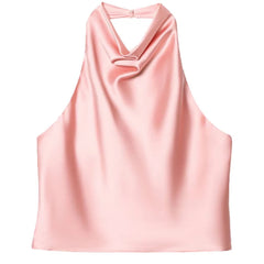 Blush Pink halter top on a white background