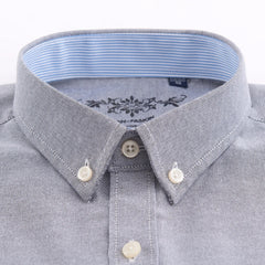 Men’s Oxford Long Sleeve Shirt – Casual Button-Down, Embroidered, Workwear Style - Fashlot