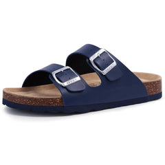 Unisex Leather Cork Footbed Slide Sandals with Adjustable Buckle – Summer Beach Comfort - Fashlot