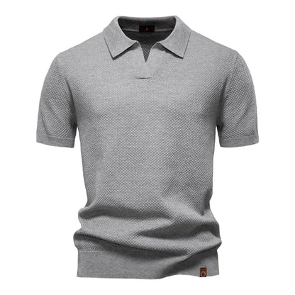 Gray short-sleeve polo shirt on a white background - Fashlot