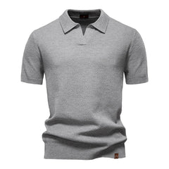 Gray short-sleeve polo shirt on a white background - Fashlot