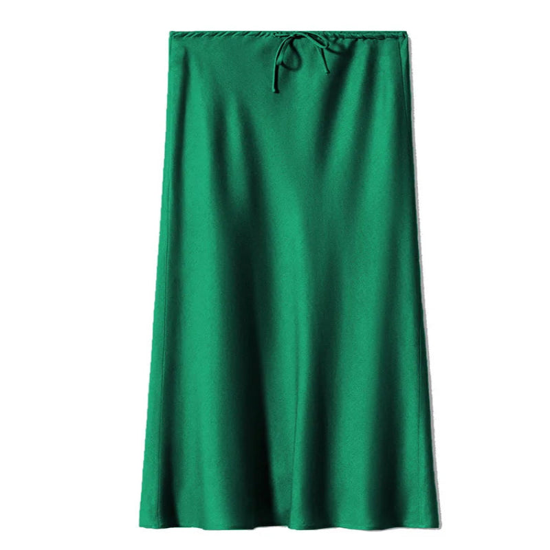Green maxi skirt on a white background - Fashlot