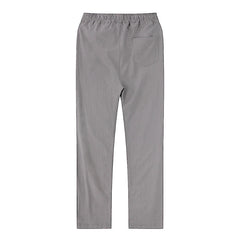 back view of Gray Men's Linen Drawstring Pants - Fashlot