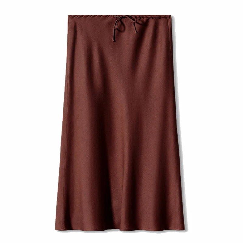 Chocolate long maxi skirt on a white background - Fashlot
