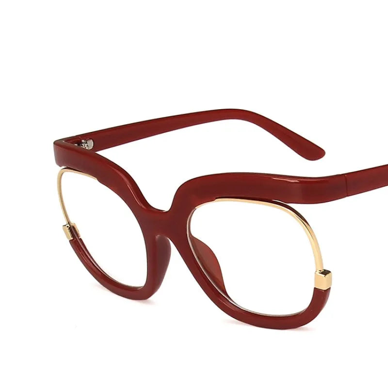 Clear Blue Ray Blocking Women's Large Round Frame Eyeglasses - Fashlot