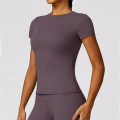 Women's Seamless Sport T-Shirt – Short Sleeve Yoga & Gym Activewear Top - Fashlot
