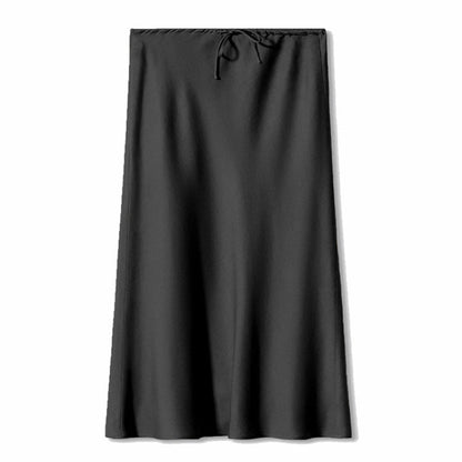 Satin Black skirt on a white background - Fashlot