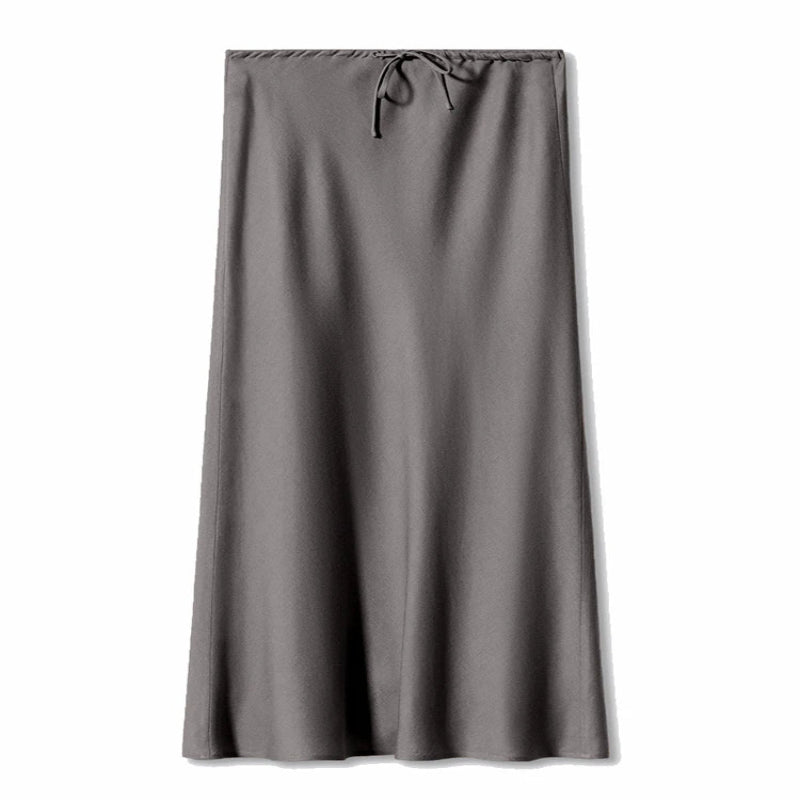 Gray skirt with drawstring waist on a white background - Fashlot