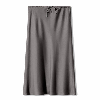 Gray skirt with drawstring waist on a white background - Fashlot