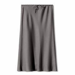 Gray skirt with drawstring waist on a white background - Fashlot