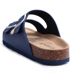 Unisex Leather Cork Footbed Slide Sandals with Adjustable Buckle – Summer Beach Comfort - Fashlot
